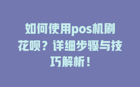 如何使用pos机刷花呗？详细步骤与技巧解析！