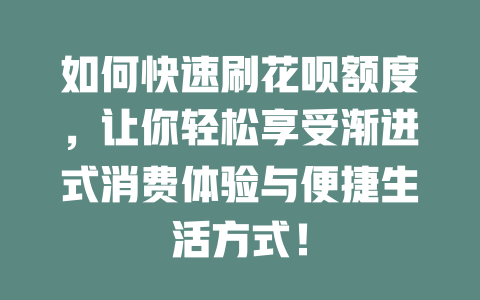 如何快速刷花呗额度，让你轻松享受渐进式消费体验与便捷生活方式！